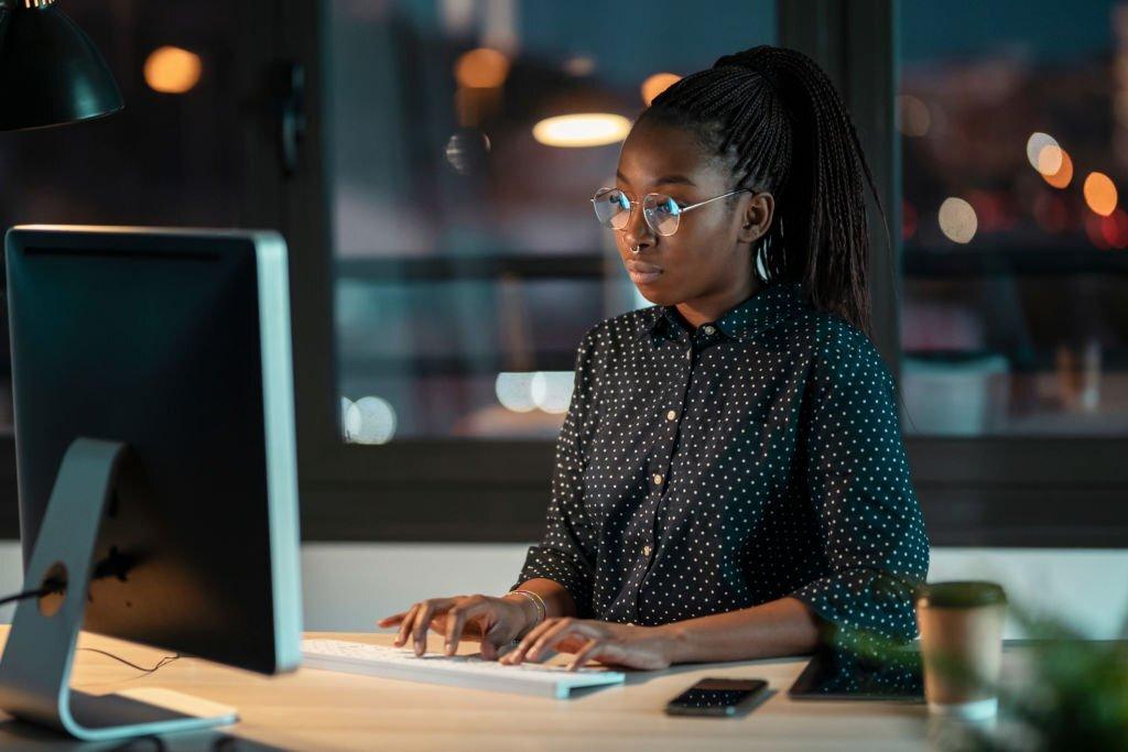 Woman working on computer